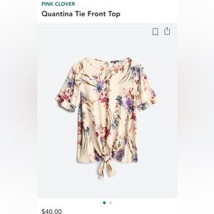 NWOT Pink Clover tie front top